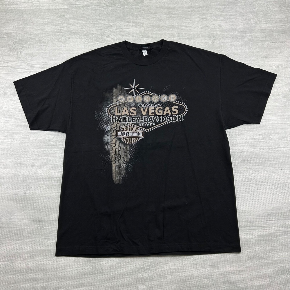Vintage Y2K Harley Davidson Las Vegas Shirt Size XXL Black Nevada Biker Logo